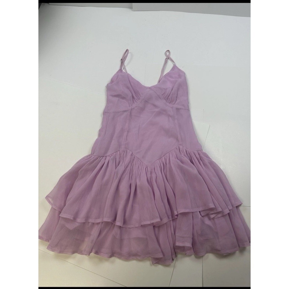 NWT Abercrombie V Neck Tiered Ruffle Sleeve Pink Mini Dress XST